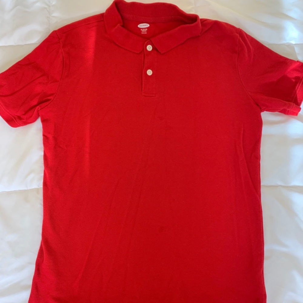 Red polo shirt